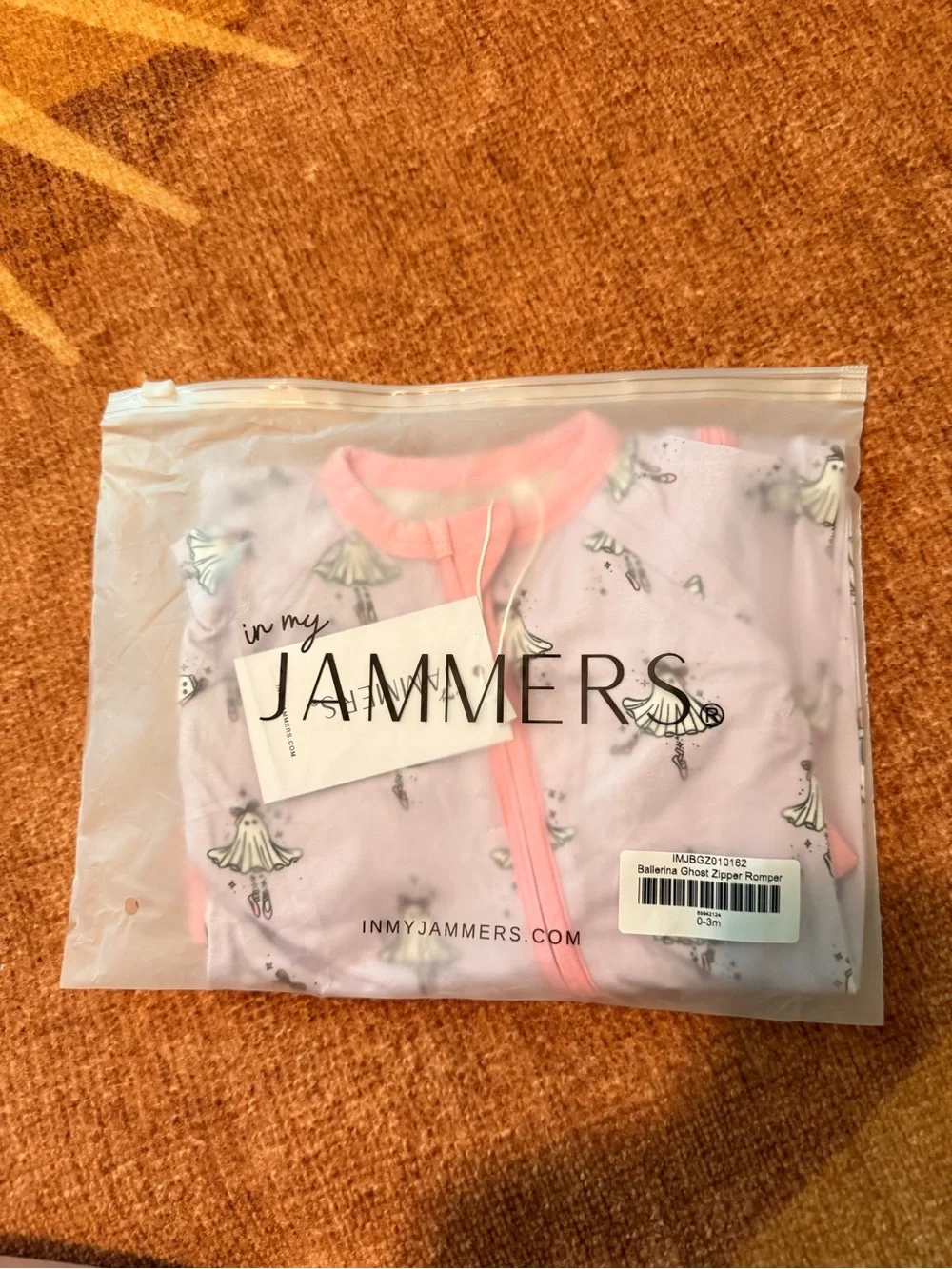In My Jammers Purple Ballerina Ghost Zipper Romper 0-3 Months NWT